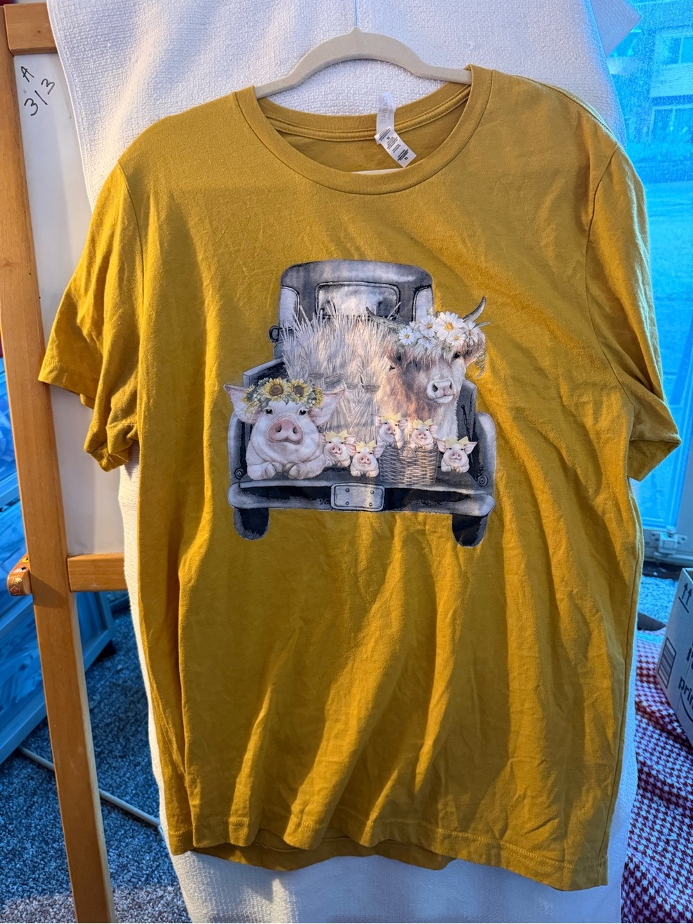 Bella Canvas Mustard Yellow Farm Truck & Animals Graphic Tee
